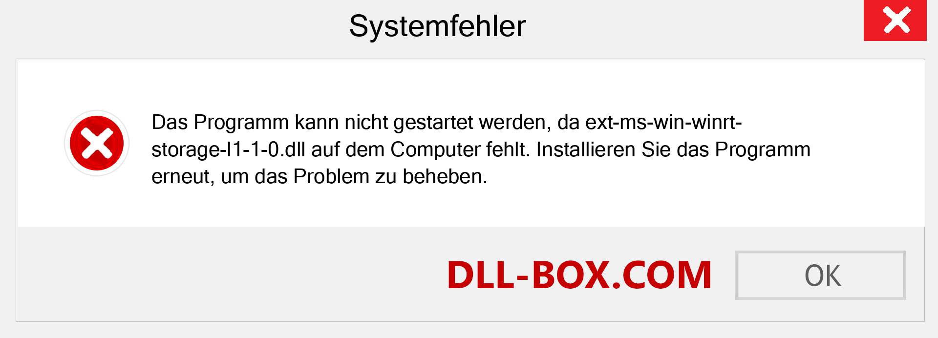 ext-ms-win-winrt-storage-l1-1-0.dll-Datei fehlt?. Download für Windows 7, 8, 10 - Fix ext-ms-win-winrt-storage-l1-1-0 dll Missing Error unter Windows, Fotos, Bildern